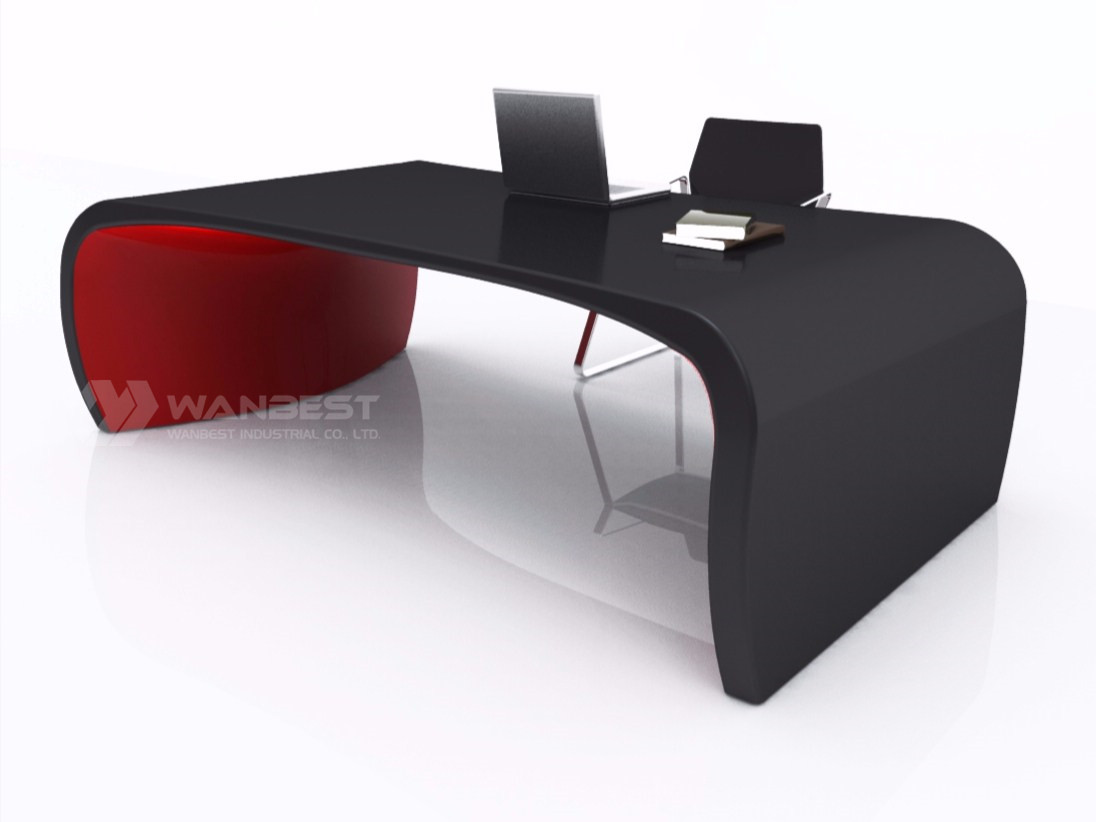  solid surface office executive desk-black