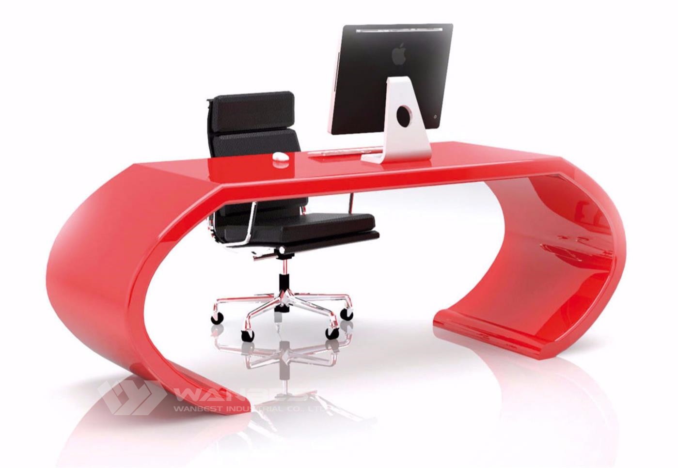 curved manager desk-red