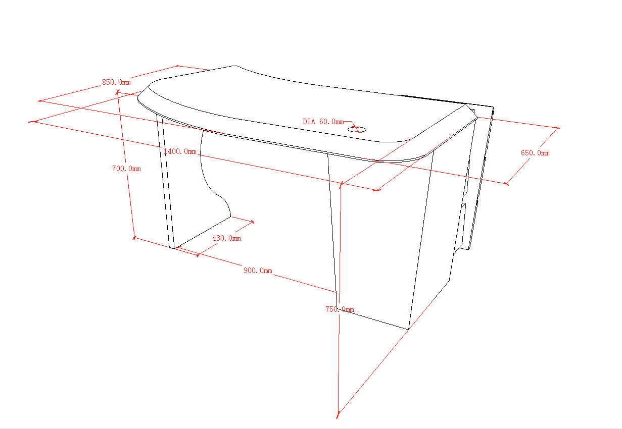 Office desk 3D drawing 