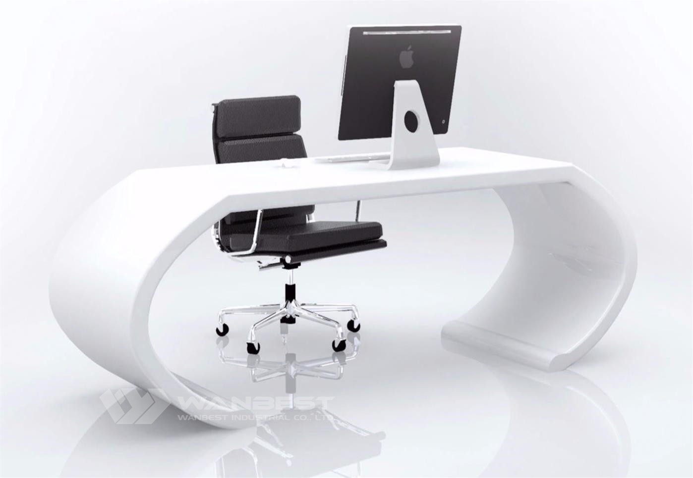 White deals desk curved