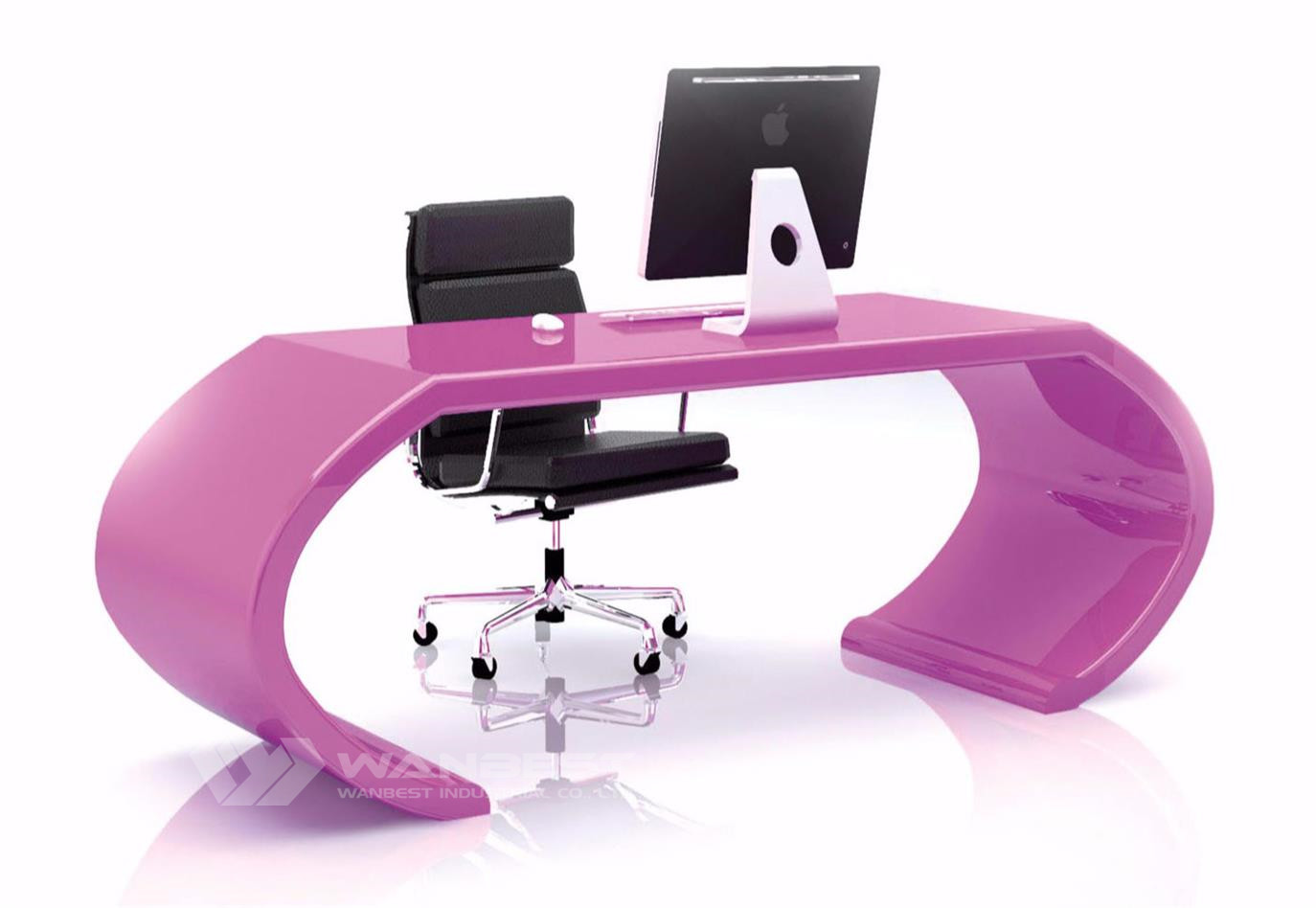 curved manager desk-pink