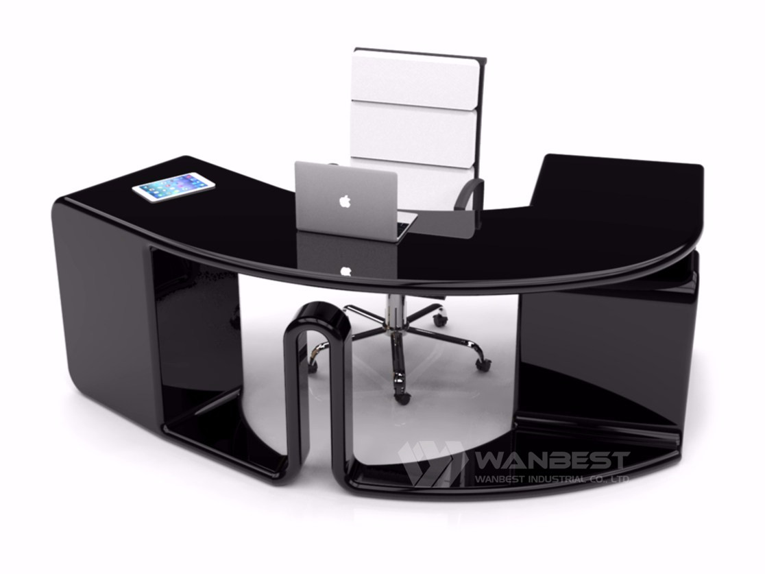 Round Office Desk-black
