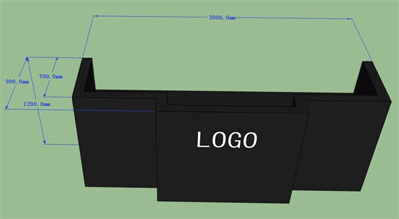 Straight Simple Black Corian Solid Surface Bar Counter