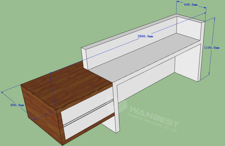 The side of reception desk 3d drawing 