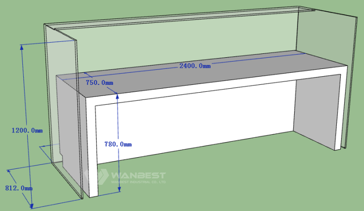 The reception desk 3D drawing 