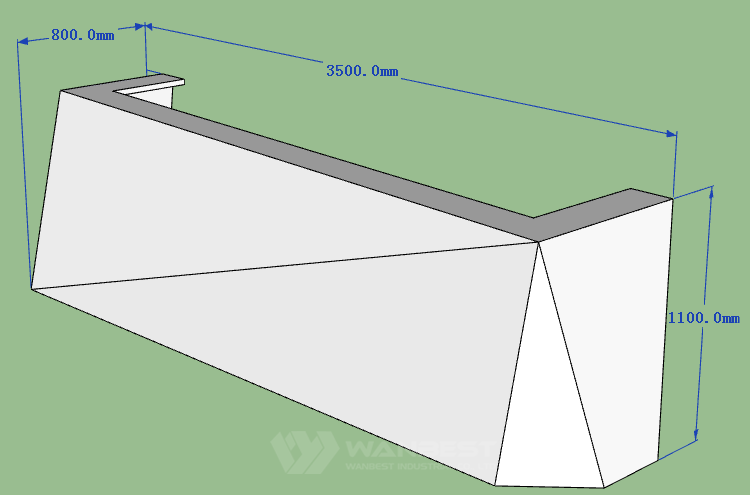 The front of reception desk 3D drawing  