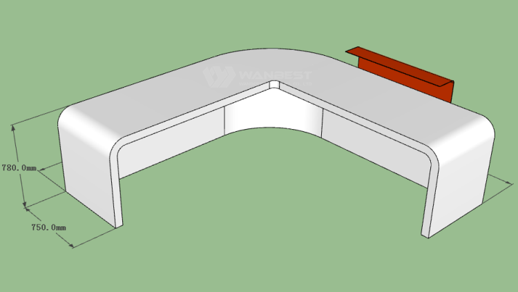 The behind of reception desk 3D drawing 