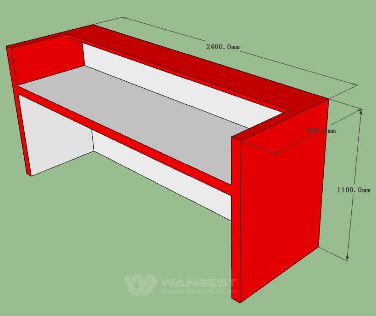 The behind of reception desk  3D drawing 