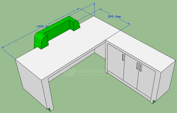 The behind of front desk 3D drawing 