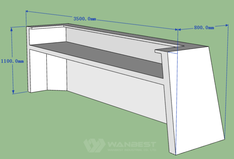 The behind of reception desk 3D drawing 