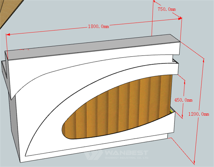 White reception desk 3D drawing 