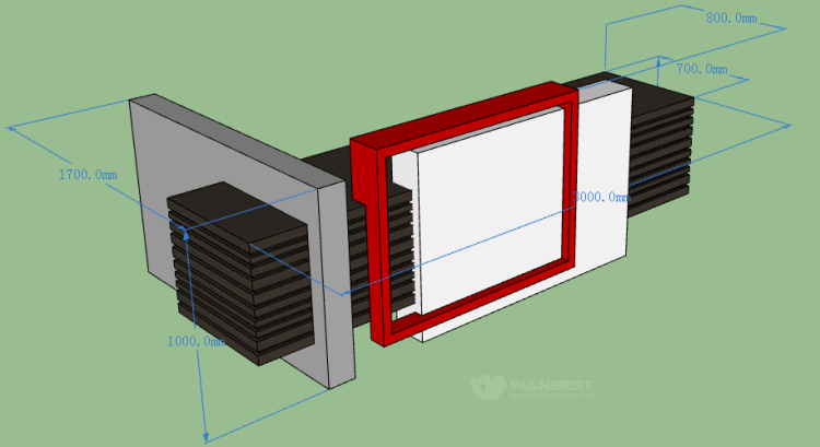 The front of front counter 3D drawing 