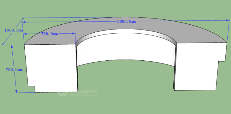 The behind of reception desk 3D drawing 