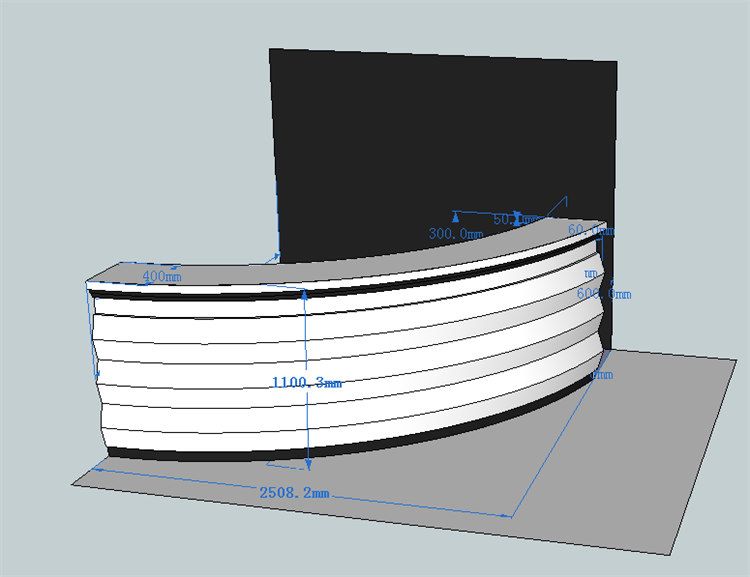 3d drawing of reception desk 