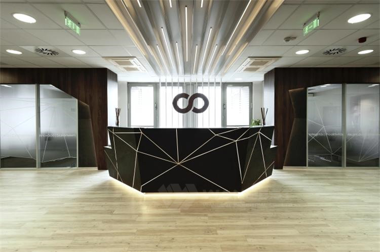 The front of reception desk