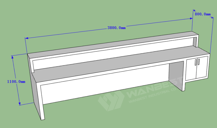 Reception desk 3d drawing  behind 