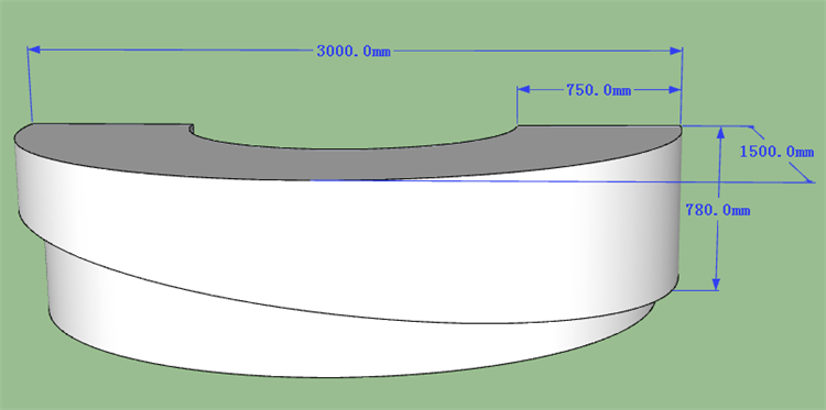 The front of reception desk 3d drawing  