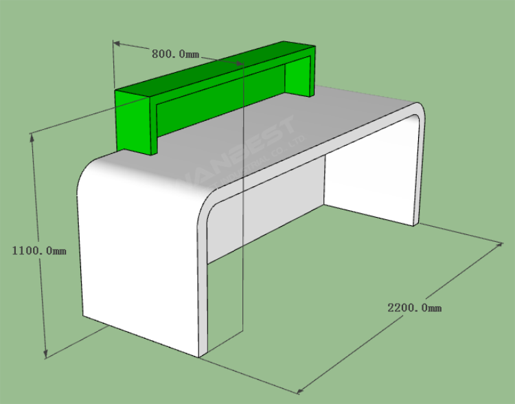 The behind of reception desk 3d drawing 