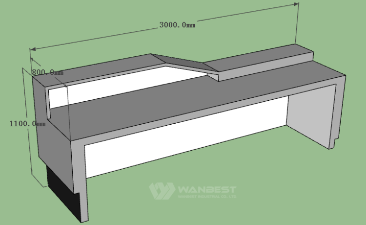 The behind of reception desk 3D drawing 