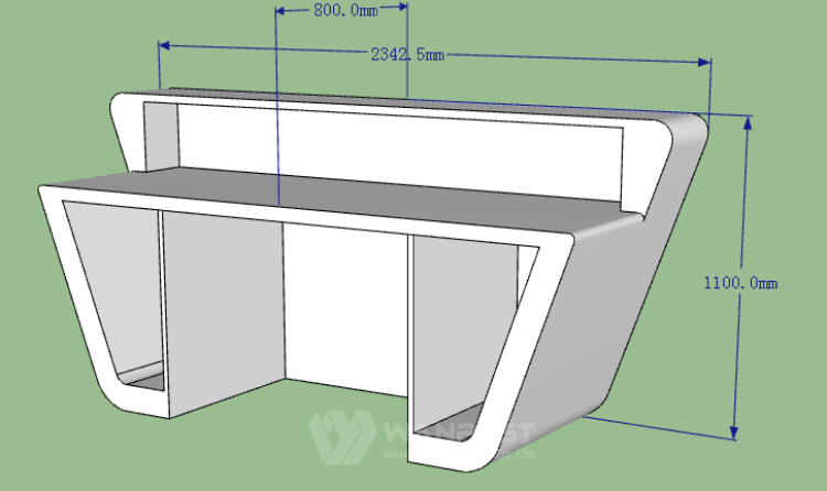 the behind of reception desk 3d drawing 