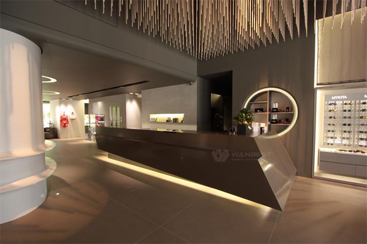 Brown reception desk 