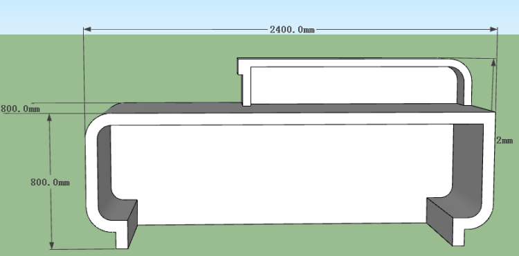 The behind of reception desk 3D drawing 