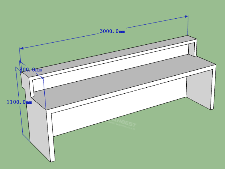 The side of reception desk 3D drawing 