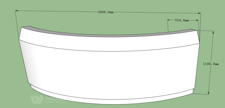 The front of reception desk 3D drawing 