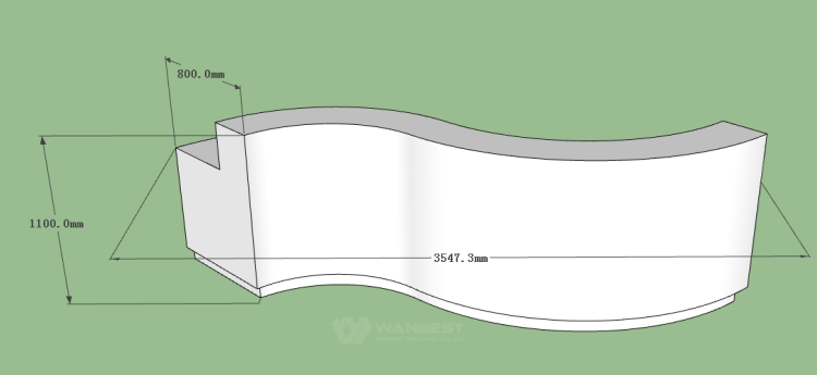 The front  of front counter  3D drawing 