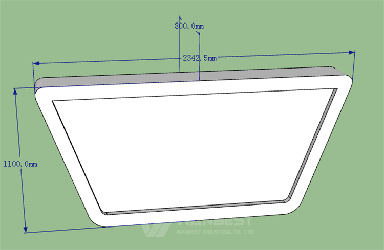 The front of reception table 3D drawing
