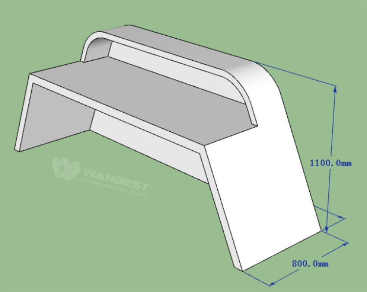 The behind of front counter 3D drawing 