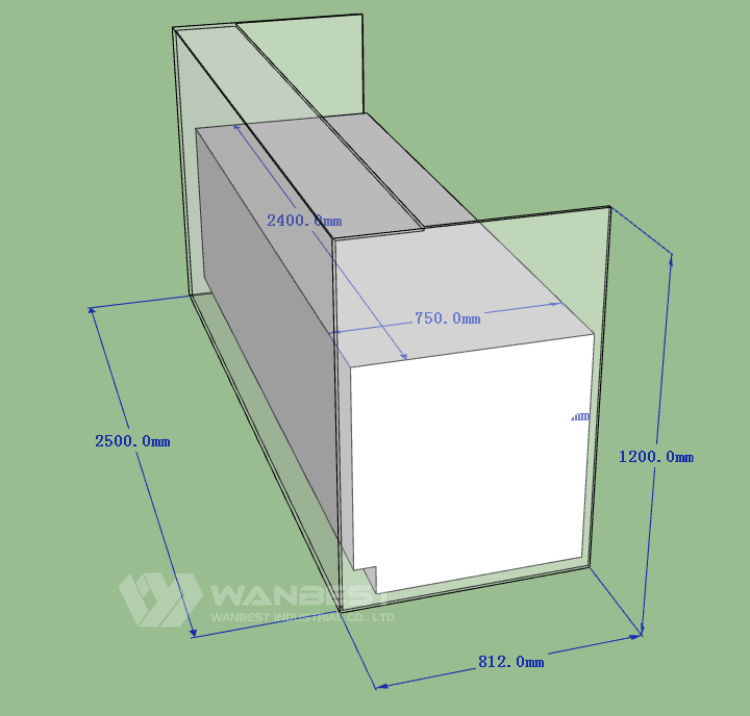 The side of reception desk 3D drawing 