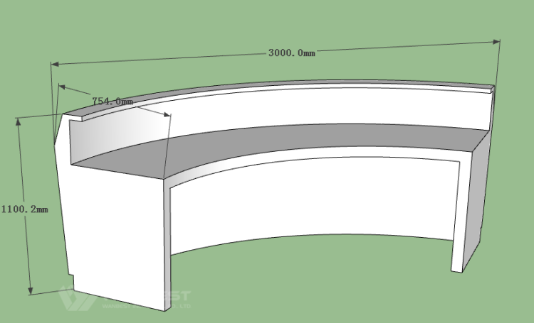 The reception desk 3D drawing 