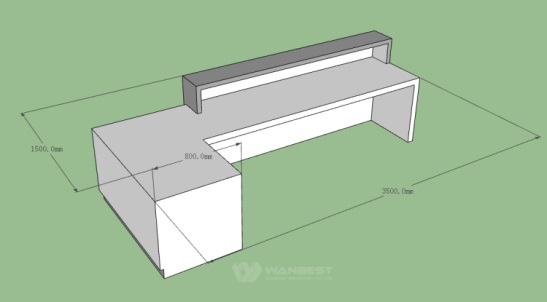 Front Desk L Shape White Corian Top Classic Design