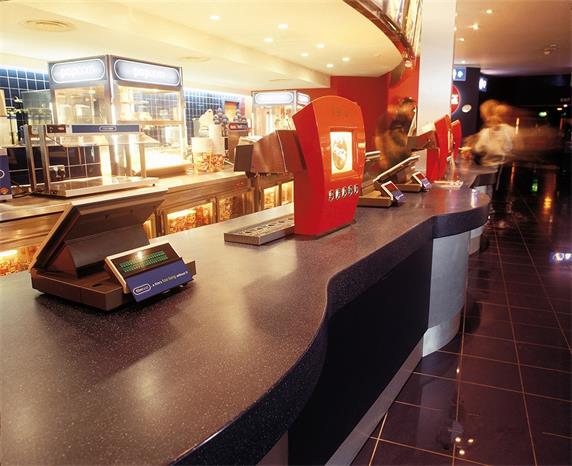 black stone tops and stainless steel base fast food restaurant counter