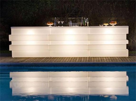 luxury design outdoor bar counter with layer and led lighting