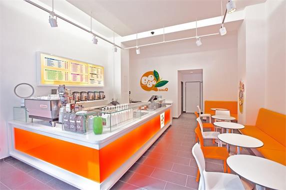 Orange Juice Bar Counter White Solid Surface Bench