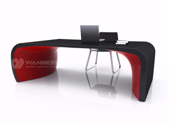 I shape office desk boss table with contrast color