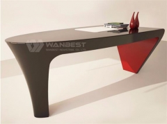 Oval black office desk with contrast color for manager
