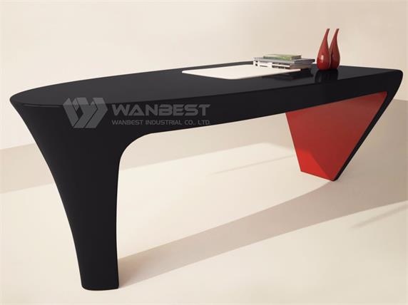 Oval black office desk with contrast color for manager