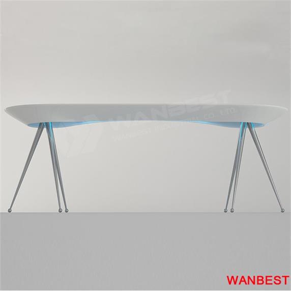 White office desk corian material steel leg custom design