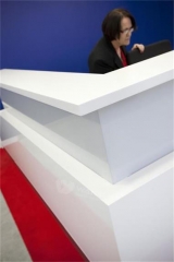 L Shape 2 People Company Front Information Counter Design