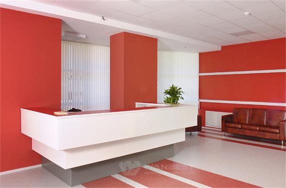 White Corian Stone Reception Desk Stainless Steel Bottom