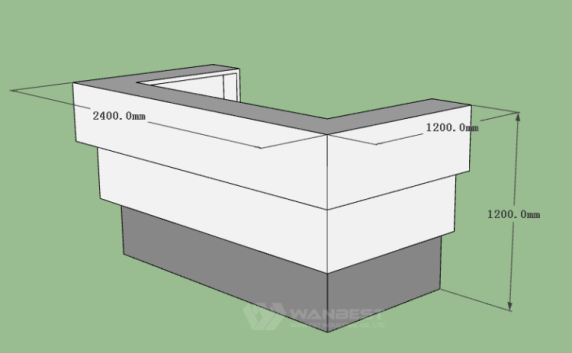 White Corian Stone Reception Desk Stainless Steel Bottom