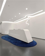 White Reception Desk Straight Design  Good Price Quality