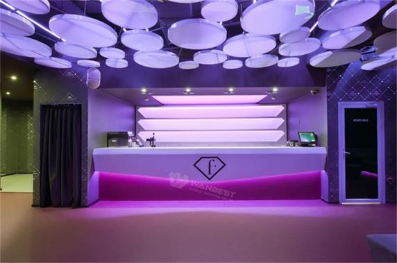 Purple Lighting Luxury Club Reception Counter Table Design
