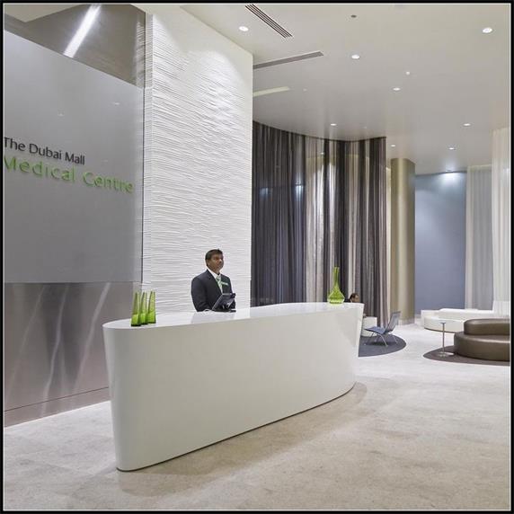 Lobby small standing reception desk