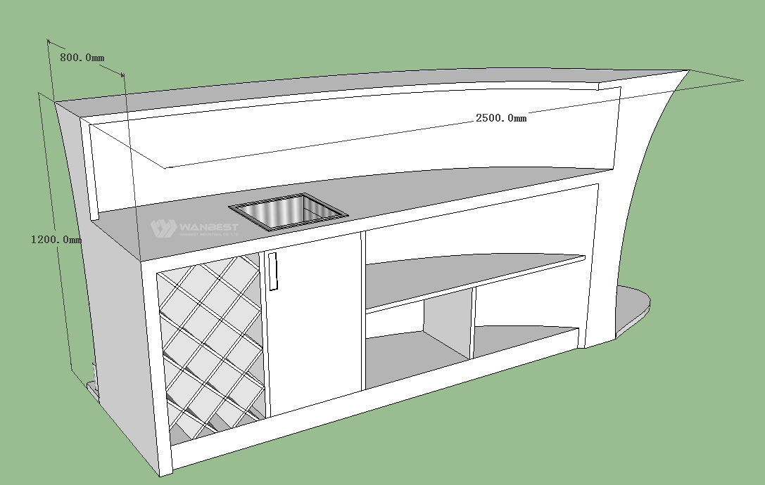 bar counter 3D drawing