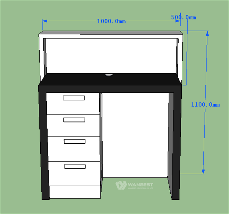 Reception counter 3D drawing- behind 