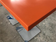 Orange color corian solid surface dining table custom logo